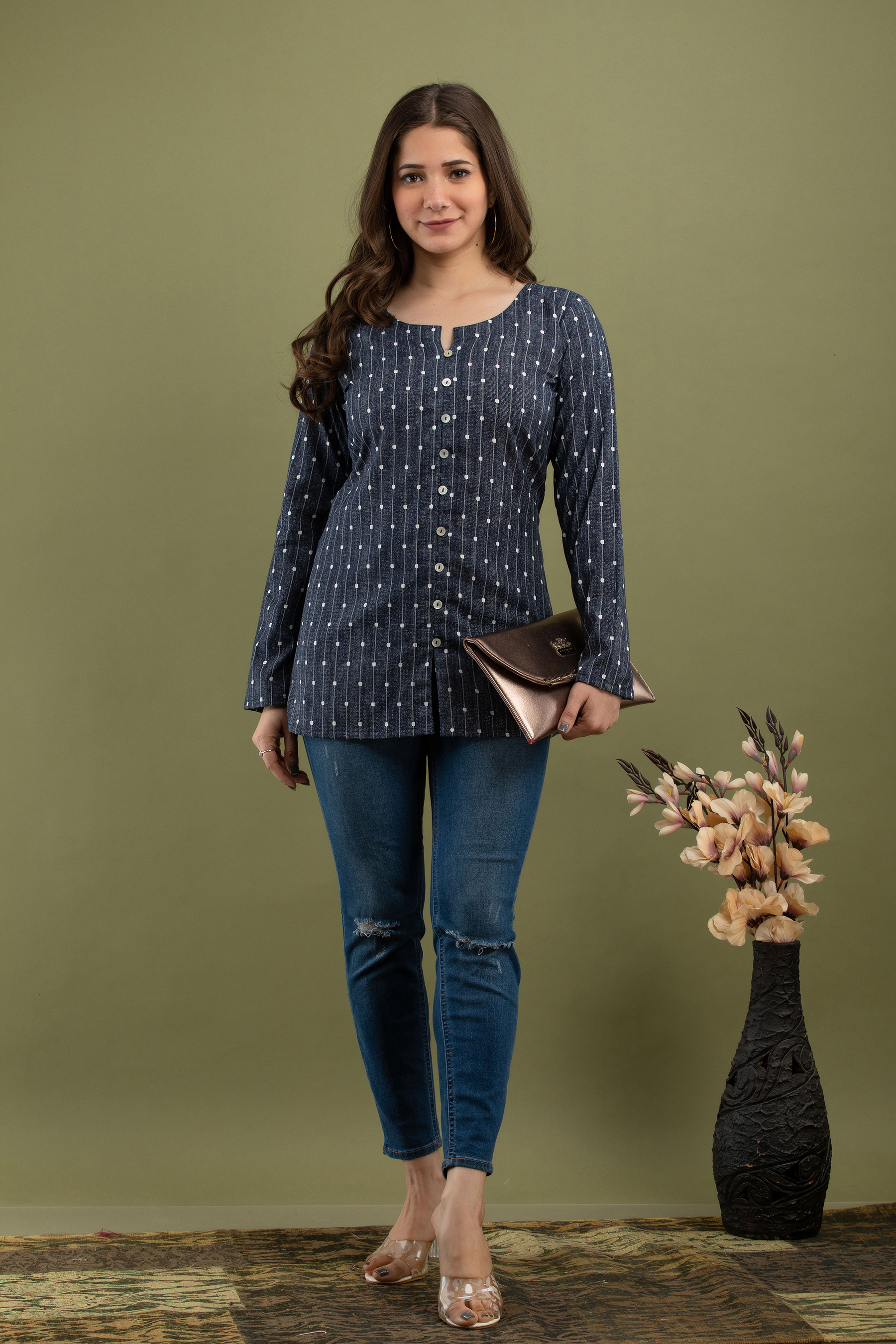 Buy Kaajh Women's Light Blue Embroidered Cotton Top Online at Best Price |  Distacart