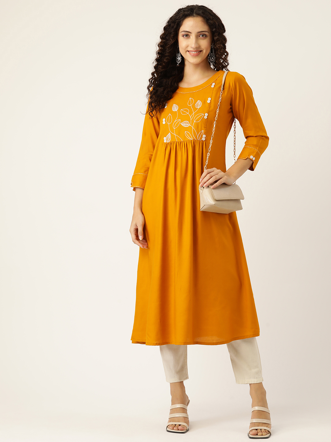 Amazon.com: Janasya Indian Women's Mustard Poly Silk Embellished Kurta with  Pant and Dupatta : Clothing, Shoes & Jewelry