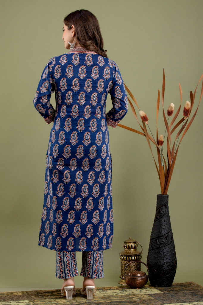 Buy Vishudh Navy Blue Floral Printed Straight Kurta with Palazzo for Women  Online at Rs.859 - Ketch